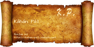 Káhán Pál névjegykártya